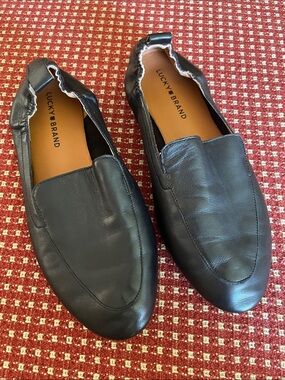 Lucky Brand Women’s Morissie Black Slip-On Leather Loafers